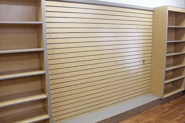 Custom Wood Slatwall Shelving