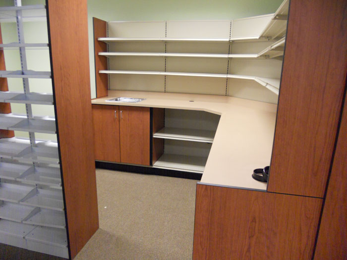 Pharmacy Corner Work Station with Sink Unit